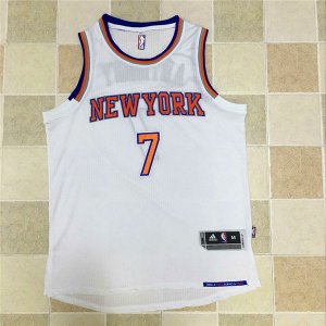 Maillot De Basket New York Knicks Carmelo Anthony 7 Brode AU Fabric Blanc